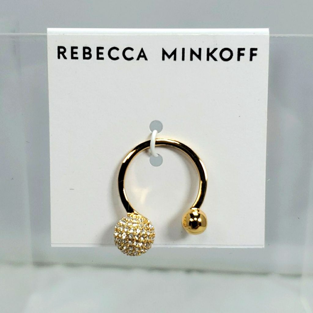 Rebecca Minkoff Gold Ring With Rhinestone Ball 18$